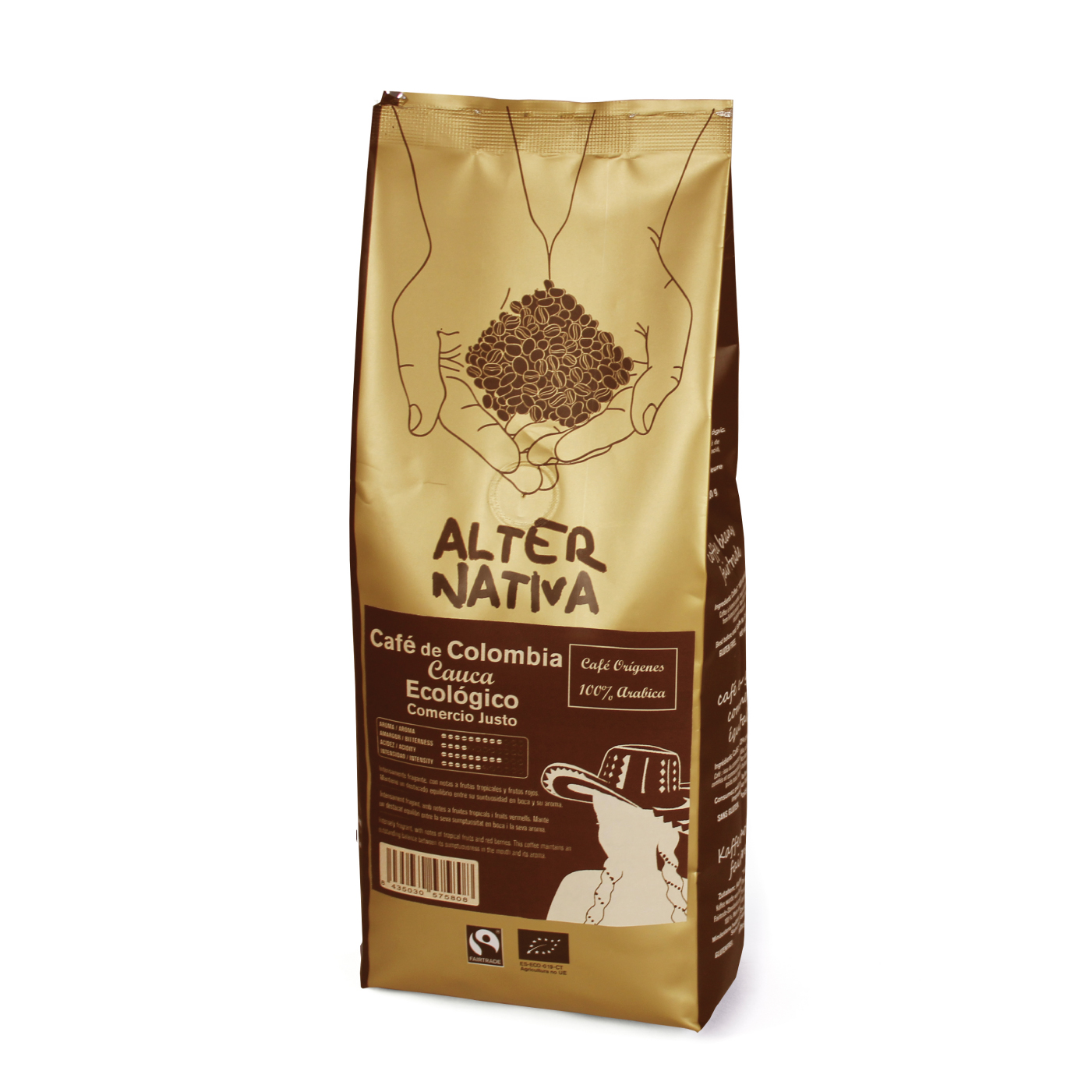 Café en grano de tueste natural, 100% Arabica. Intensidad 6.